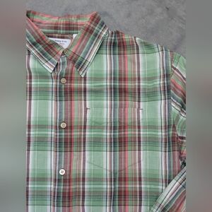*Levi's Green Plaid Men's Long Sleeve Button Down Shirt, Large